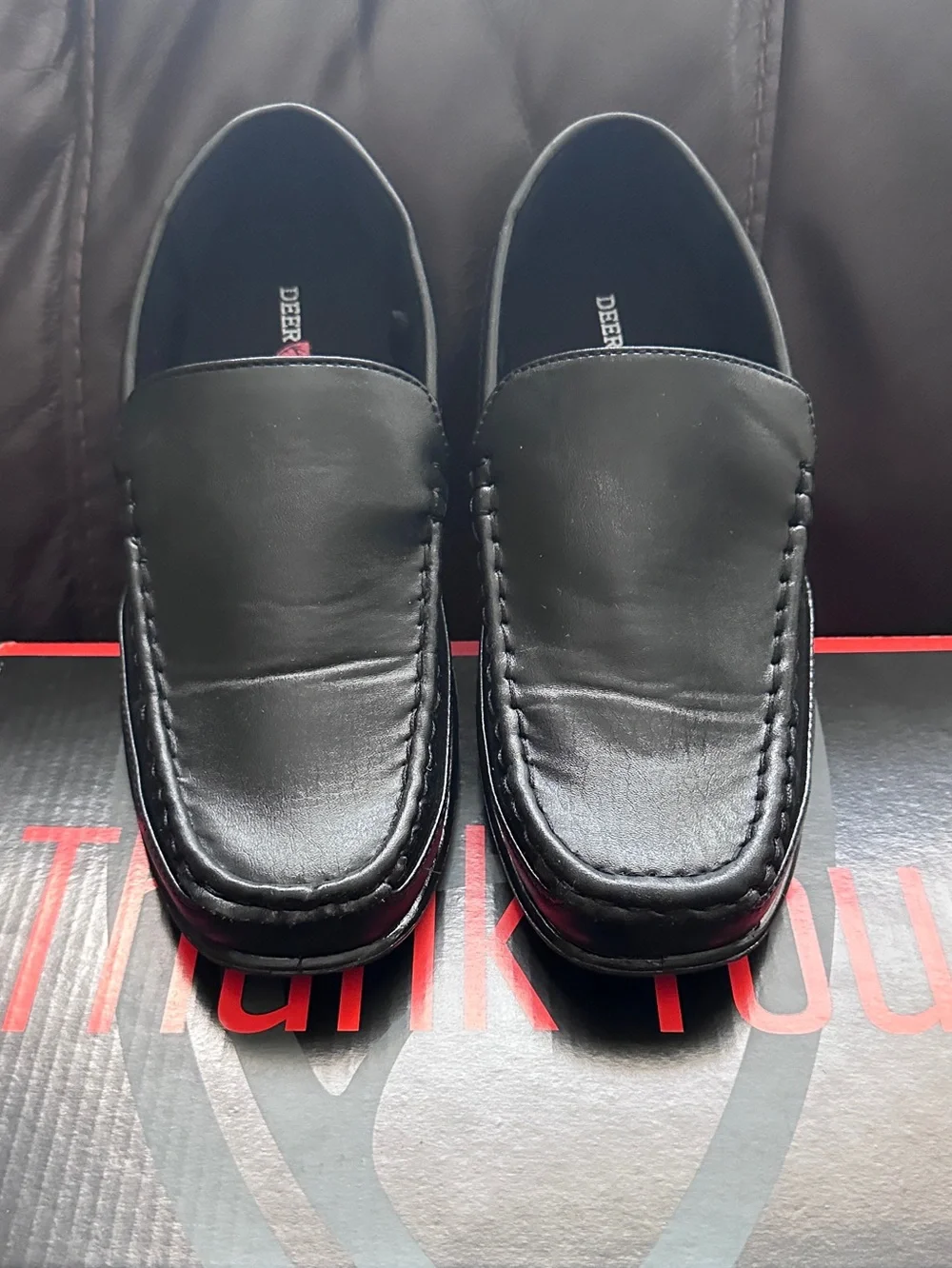 Deer Stags Black Slip-On Dress Shoe Loafers - Big Kid Size 5